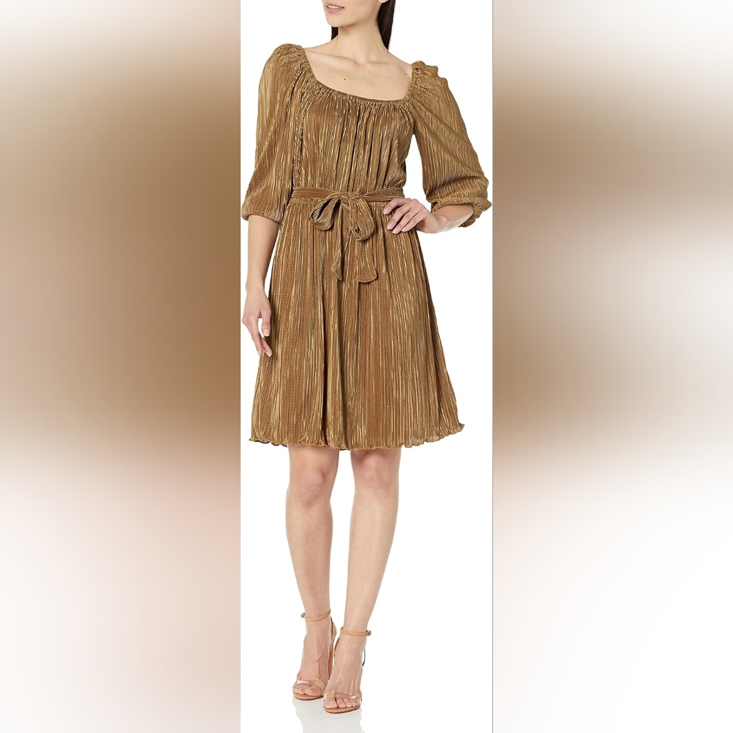 Nwt Nine West Womens Brooke Puff Sleeve Dress With Sash